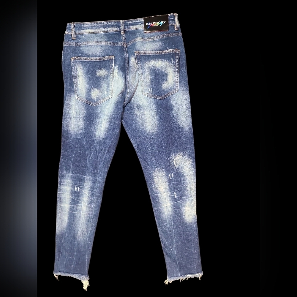 Givenchy Distressed Cropped 100% Cotton Jeans Size 34 - Picture 3 of 4
